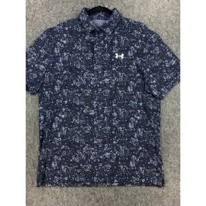 Under Armour Mens Playoff Polo Shirt Blue Floral Abstract Medium